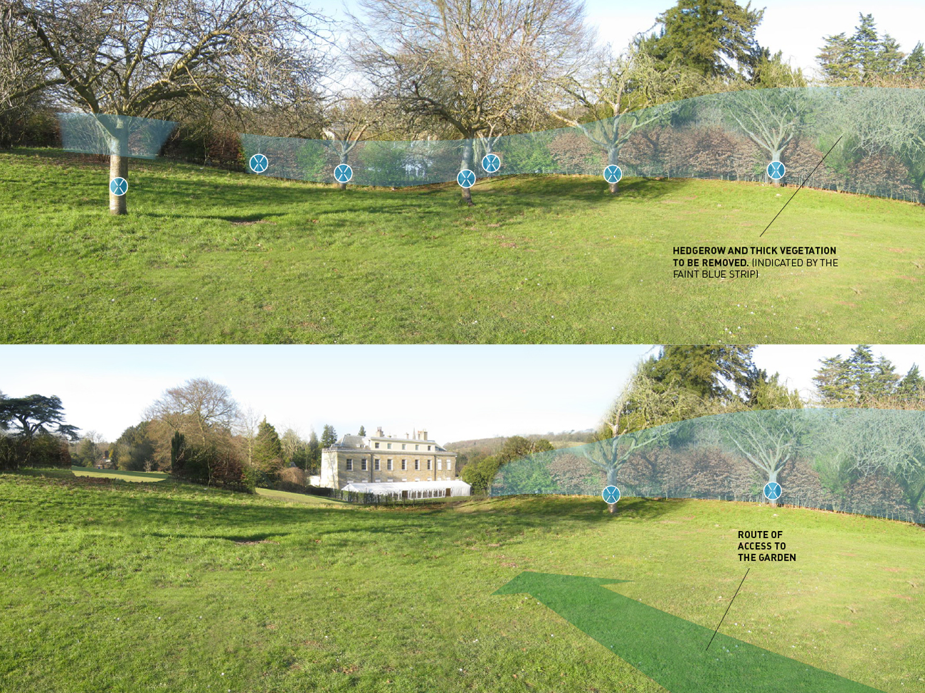 © Fiona Atkinson Landscape Design - Proposed trees and view - visual by Jim Hine